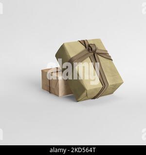 3d illustration de nombreuses boîtes-cadeaux au sujet du jour de noël isolé sur fond blanc Banque D'Images