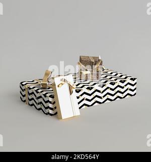 3d illustration de nombreuses boîtes-cadeaux au sujet du jour de noël isolé sur fond blanc Banque D'Images