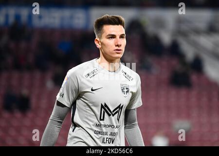 Portrait du gardien de but du FC Voluntari, Mihai Popa pendant le jeu CFR Cluj - FC Voluntari pendant la première étape de la Roumanie Liga 1 jouer, disputée sur le stade Dr. Constantin Radulescu, Cluj-Napoca, 12 mars 2022 (photo de Flaviu Buboi/Nuroca photo) Banque D'Images