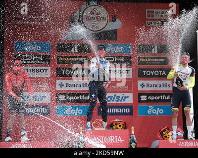 Nacer Bouhanni, Mark Cavendish et Alexander Kristoff lors de la course cycliste Milano-Torino 2022, à Rivoli, on 16 mars 2016 (photo de Loris Roselli/NurPhoto). (Photo de Loris Roselli/NurPhoto) Banque D'Images