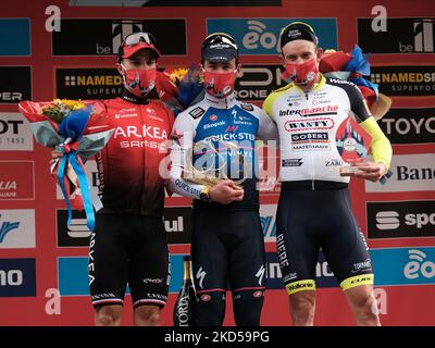 Nacer Bouhanni, Mark Cavendish et Alexander Kristoff lors de la course cycliste Milano-Torino 2022, à Rivoli, on 16 mars 2016 (photo de Loris Roselli/NurPhoto). (Photo de Loris Roselli/NurPhoto) Banque D'Images