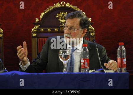 L'ancien Premier ministre d'Espagne, Mariano Rajoy, lors d'une présentation de son livre intitulé la politique pour les adultes à Grenade, en Espagne, sur 16 mars 2022. (Photo par Ãlex Cámara/NurPhoto) Banque D'Images