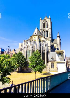 Cathédrale Saint-Bavon, Gand à Gand, Belgique au soleil Banque D'Images