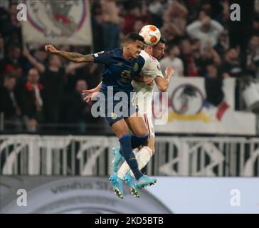 Lors de la Ligue Europa de l'UEFA, série 16, match de football de 2nd jambes entre l'Olympique Lyonnais (Lyon) et le FC Porto sur 17 mars 2022 au stade Groupama de Decines-Charpieu près de Lyon (photo de Nderim Kaceli/LiveMedia/NurPhoto) Banque D'Images