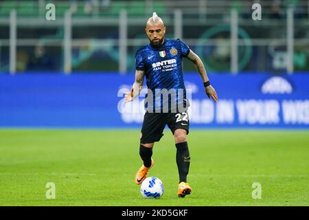 Arturo Vidal (FC Inter) pendant le championnat italien Serie Un match de football entre le FC Internazionale et l'ACF Fiorentina sur 19 mars 2022 au stade Giuseppe Meazza à Milan. (Photo de Luca Rossini/NurPhoto) Banque D'Images