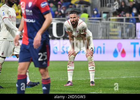 Oliver Giroud de l'AC Milan pendant le football italien série D'un match Cagliari Calcio vs AC Milan sur 19 mars 2022 à l'Unipol Domus à Cagliari, Italie (photo de Luigi Canu/LiveMedia/NurPhoto) Banque D'Images