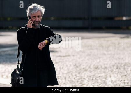 Ascanio Celestini lors de la manifestation sur la Piazza San Giovanni pour la paix contre l'invasion de l'Ukraine par la Russie sur 20 mars 2022 à Rome, Italie. (Photo par Andrea Ronchini/NurPhoto) Banque D'Images