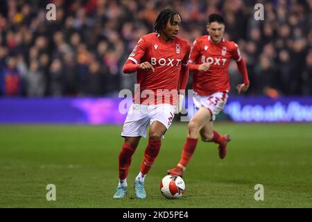 Djed Spence, de la forêt de Nottingham, en action lors du match de la coupe FA entre la forêt de Nottingham et Liverpool au City Ground, à Nottingham, le dimanche 20th mars 2022. (Photo de Jon Hobley/MI News/NurPhoto) Banque D'Images