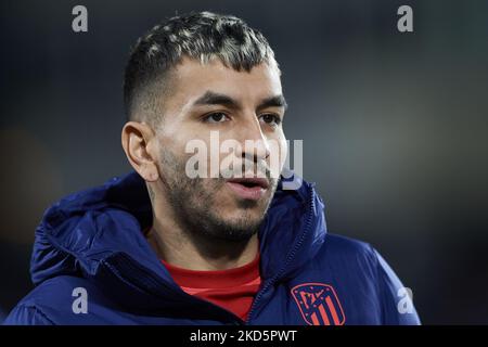 Angel Correa de l'Atletico Madrid avant le match de LaLiga Santander entre Rayo Vallecano et le Club Atletico de Madrid à Campo de Futbol de Vallecas sur 19 mars 2022 à Madrid, Espagne. (Photo de Jose Breton/Pics action/NurPhoto) Banque D'Images