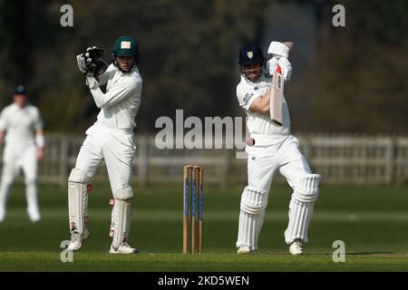 Sean Dickson, de Durham chauves-souris, lors du match de l'Université MCC entre l'UCCE de Durham et le Durham County Cricket Club, à l'hippodrome de Durham, le mercredi 23rd mars 2022. (Photo de will Matthews/MI News/NurPhoto) Banque D'Images