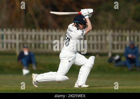 Sean Dickson, de Durham chauves-souris, lors du match de l'Université MCC entre l'UCCE de Durham et le Durham County Cricket Club, à l'hippodrome de Durham, le mercredi 23rd mars 2022. (Photo de will Matthews/MI News/NurPhoto) Banque D'Images