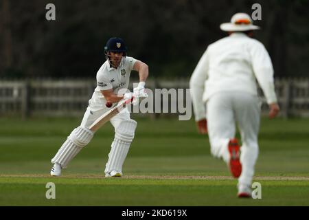 Sean Dickson, de Durham chauves-souris, lors du match de l'Université MCC entre l'UCCE de Durham et le Durham County Cricket Club à l'hippodrome de Durham, le jeudi 24th mars 2022. (Photo de will Matthews/MI News/NurPhoto) Banque D'Images