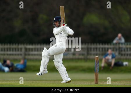 Sean Dickson, de Durham chauves-souris, lors du match de l'Université MCC entre l'UCCE de Durham et le Durham County Cricket Club à l'hippodrome de Durham, le jeudi 24th mars 2022. (Photo de will Matthews/MI News/NurPhoto) Banque D'Images