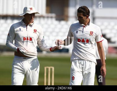 : Michael Pepper de L-R Essex et Jack Plom d'Essex lors d'un match amical intra-Squad de CCC d'Essex au terrain du comté de Cloud à Chelmsford le 24th mars 2022 (photo d'action Foto Sport/NurPhoto) Banque D'Images