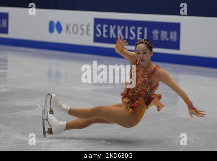 Wakaba Higuchi du Japon pendant la finale de Womens, à l'Arena Sud de France, Montpellier, France sur 25 mars 2022. (Photo par Ulrik Pedersen/NurPhoto) Banque D'Images