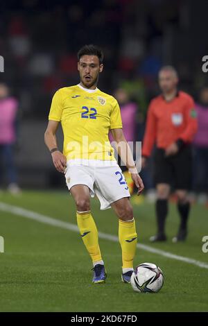 Camora en action lors du match international amical entre la Roumanie et la Grèce à Stadionul Steaua sur 25 mars 2022 à Bucarest, Roumanie. (Photo par Alex Nicodim/NurPhoto) Banque D'Images