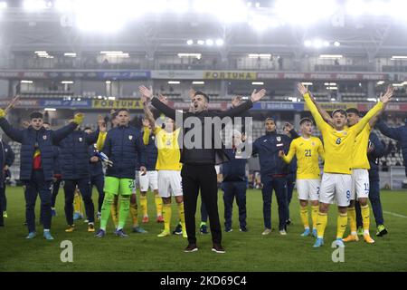 Florin Bratu Roumanie U21 entraîneur-chef en action pendant le match international amical entre la Roumanie U21 et la Finlande U21 à Stadionul Arcul de TRIUMF sur 25 mars 2022 à Bucarest, Roumanie. (Photo par Alex Nicodim/NurPhoto) Banque D'Images