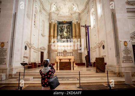 Vue générale du Sanctuaire de notre-Dame de Fátima, à Fatima, Portugal, sur 28 mars 2022. (Photo de Manuel Romano/NurPhoto) Banque D'Images