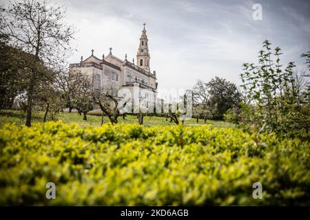 Vue générale du Sanctuaire de notre-Dame de Fátima, à Fatima, Portugal, sur 28 mars 2022. (Photo de Manuel Romano/NurPhoto) Banque D'Images