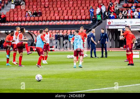 ZURICH, SUISSE - MARS 29: L'équipe suisse s'échauffe lors du match international entre la Suisse et le Kosovo à Stadion Letzigrund sur 29 mars 2022 à Zurich, Suisse. (Photo par Vedran Galijas/JustPictures/LiveMedia/NurPhoto) PAS D'UTILISATION SUISSE. Banque D'Images