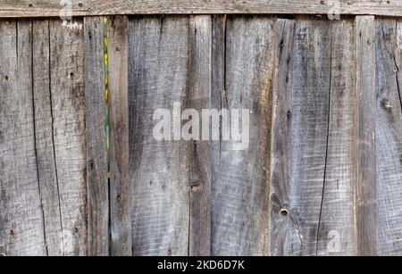 Clôture faite de vieux bois rugueux non peint en bois. Disposition verticale Banque D'Images