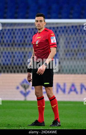 Antonio Rapuano arbitre lors de la Ligue italienne de championnat de football Un match de 2021/2022 entre SS Lazio contre US Sassuolo au stade Olimpic à Rome le 02 avril 2022. (Photo de Fabrizio Corradetti/LiveMedia/NurPhoto) Banque D'Images