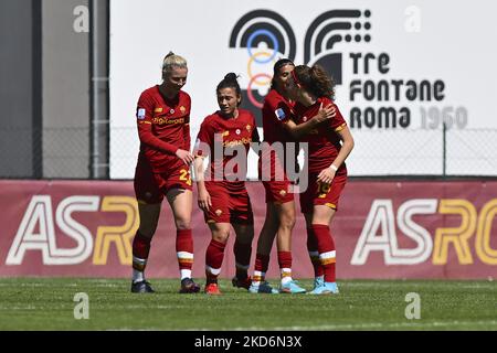 Benedetta Glionna de AS Roma Women pendant la 19th journée du Championnat Serie A entre A.S. Roma Women et Hellas Verona Women au stadio Tre Fontane le 2th avril 2022 à Rome, Italie. (Photo de Domenico Cippitelli/LiveMedia/NurPhoto) Banque D'Images