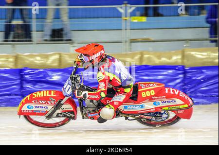 Jasper Iwema (800) en action lors de la finale du championnat du monde de gladiateurs FIM Ice Speedway 4 à Ice Rink Thialf, Heerenveen, le dimanche 3 avril 2022. (Photo de Ian Charles/MI News/NurPhoto) Banque D'Images