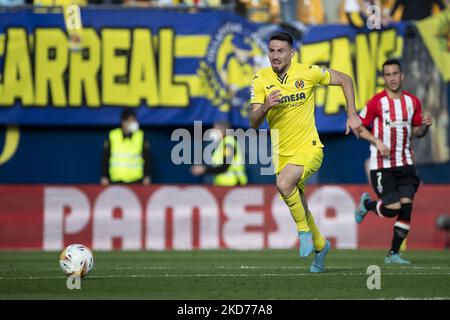 Les Moises Gomez Bordonado de Villarreal pendant le match de la Liga entre Villarreal CF et le Club Athlétique de Bilbao au stade de la Ceramica sur 10 avril 2022. (Photo de Jose Miguel Fernandez/NurPhoto) Banque D'Images