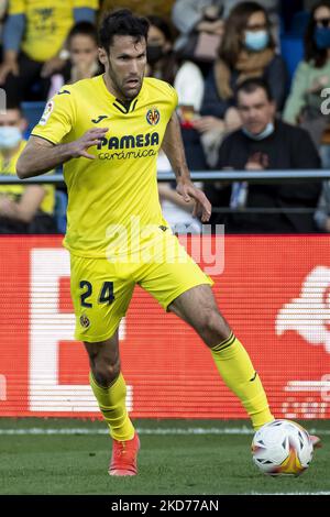 Alfonso Pedraza de Villarreal pendant le match de la Liga entre Villarreal CF et le Club Athlétique de Bilbao au stade de la Ceramica sur 10 avril 2022. (Photo de Jose Miguel Fernandez/NurPhoto) Banque D'Images