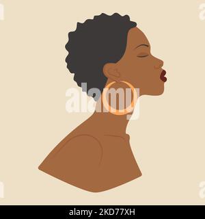 Jeune femme africaine mauriquement portrait dessin poster carré. Illustration de Vecteur