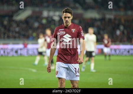 Josip Brekalo du FC Torino déception lors du match de football Serie A entre le FC Torino et l'AC Milan, au Stadio Olimpico Grande Torino, le 10 avril 2022 à Turin, Italie (photo d'Alberto Gandolfo/NurPhoto) Banque D'Images