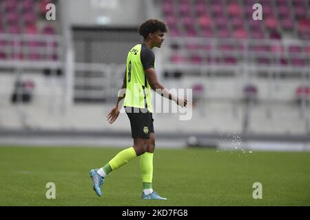 Renato de Palma Veiga en action pendant la manche de seize matchs de la Ligue de la Jeunesse de l'UEFA entre Dynamo Kyiv et le Sporting CP au stade Rapid-Giulesti sur 7 avril 2022 à Bucarest, Roumanie. (Photo par Alex Nicodim/NurPhoto) Banque D'Images