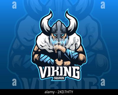 Illustration vectorielle du logo professionnel et unique de la mascotte sportive avec le « Viking » Illustration de Vecteur