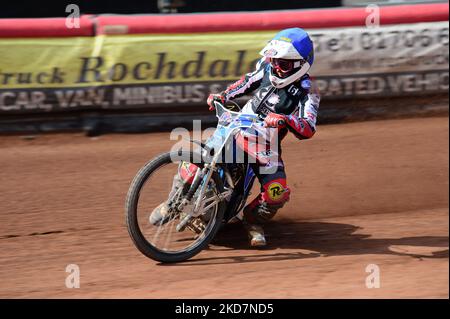 Archie Freeman de Belle vue Cool Running Colts en action lors du match de la National Development League entre Belle vue Colts et Plymouth Centurion au National Speedway Stadium, Manchester, le vendredi 15th avril 2022. (Photo de Ian Charles/MI News/NurPhoto) Banque D'Images