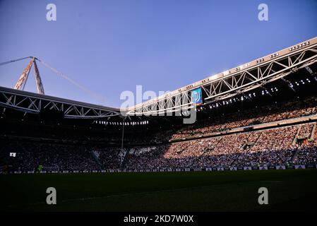 Vue générale du stade Allianz lors du match de football Serie A entre Juventus FC et Bologne au stade Allianz, le 16 avril 2022 à Turin, Italie (photo d'Alberto Gandolfo/NurPhoto) Banque D'Images