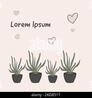 vous pouvez écrire du texte, des pots de fleurs, une affiche mignonne Illustration de Vecteur