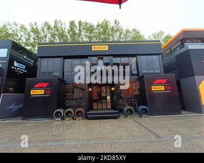 Pirelli motorhome Hospitality pendant le Championnat de Formule 1 Formule 1 Rolex Emilia Romagna Grand Prix 2022, 4rd ronde du Championnat du monde de Formule 1 2022 de la FIA Free Practices on 22 avril 2022 au circuit Enzo e Dino Ferrari à Imola, Italie (photo par Alessio de Marco/LiveMedia/NurPhoto) Banque D'Images