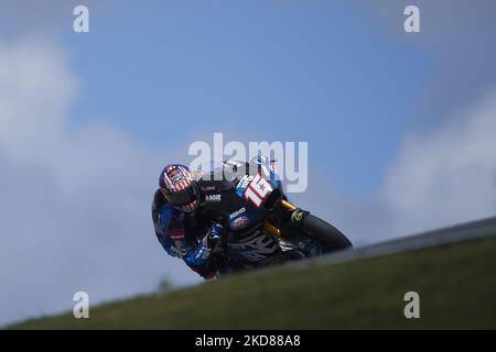 Joe Roberts (16) des Etats-Unis et Italtrans Racing Team Kalex lors de la qualification de Grande Premio Tissot de Portugal à Autodromo do Algarve sur 23 avril 2022 à Lagoa, Algarve, Portugal. (Photo de Jose Breton/Pics action/NurPhoto) Banque D'Images