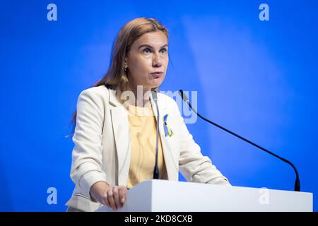 Commissaire européen à l'énergie Kadri Simson lors du Congrès économique européen de Katowice, Pologne, sur 25 avril 2022 (photo de Mateusz Wlodarczyk/NurPhoto) Banque D'Images