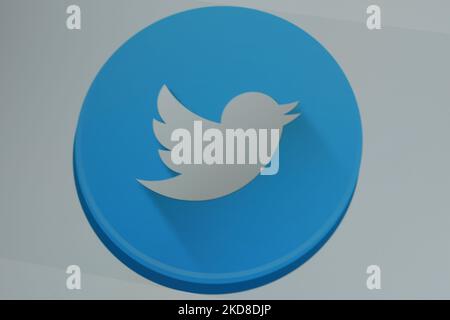 Dans cette illustration, le logo Twitter du réseau social de microblogging est affiché sur l'écran d'un ordinateur sur 25 avril 2022 à New York, Etats-Unis. Le conseil d'administration de Twitter a accepté une offre du milliardaire Elon Musk d'acheter la société de médias sociaux et de la rendre privée, a annoncé la société lundi. (Photo de John Nacion/NurPhoto) Banque D'Images