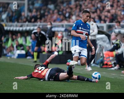 Abdelhamid Sabiri pendant la série Un match entre Sampdoria et Gênes, à Gênes, sur 30 avril 2022 (photo de Loris Roselli/NurPhoto) Banque D'Images