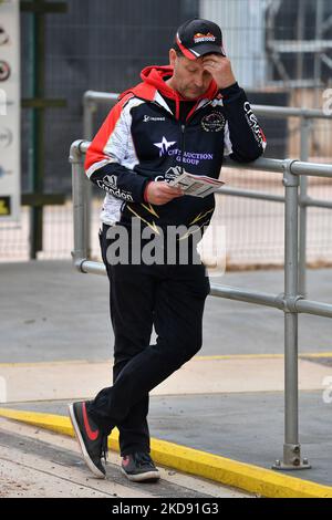 Rob Lyon (Team Manager) de Peterborough ‘Crendon’ Panthers lors du match de SGB Premiership entre Belle vue Aces et Peterborough au National Speedway Stadium, Manchester, le lundi 2nd mai 2022. (Photo d'Eddie Garvey/MI News/NurPhoto) Banque D'Images