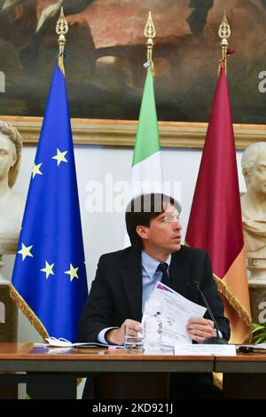 Alessandro Onorato lors de la présentation du Rock in Roma, à la Sala della Protomoteca à Campidoglio, 3th mai, Rome Italie. (Photo de Domenico Cippitelli/LiveMedia/NurPhoto) Banque D'Images