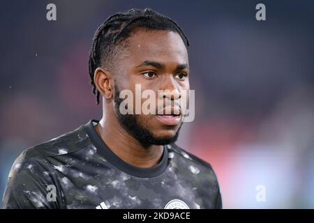 Ademola Lookman du Leicester City FC regarde pendant la demi-finale de la Ligue de la Conférence de l'UEFA match deux entre AS Roma et Leicester City FC sur 5 mai 2022 à Rome, Italie. (Photo de Giuseppe Maffia/NurPhoto) Banque D'Images