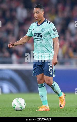 Youri Tielemans de Leicester City FC pendant la demi-finale de la Ligue de la Conférence de l'UEFA deux matches entre AS Roma et Leicester City FC sur 5 mai 2022 à Rome, Italie. (Photo de Giuseppe Maffia/NurPhoto) Banque D'Images