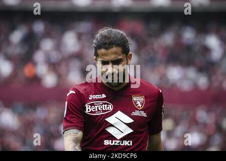 Le défenseur de Turin Ricardo Rodriguez (13) montre la déjection lors de la série Un match de football n.36 TURIN - NAPLES sur 07 mai 2022 au Stadio Olimpico Grande Turin à Turin, Piémont, Italie. (Photo de Matteo Bottanelli/NurPhoto) Banque D'Images