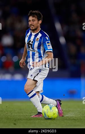 David Silva de Real Sociedad en action pendant le match de la Liga Santander entre Levante UD et Real Sociedad au stade Ciutat de Valencia, 6 mai 2022, Valence, Espagne. (Photo de David Aliaga/NurPhoto) Banque D'Images