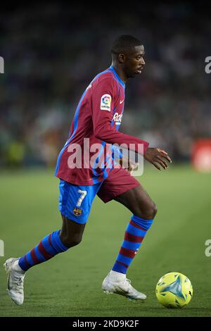 Ousmane Dembele de Barcelone pendant le match de la Liga Santander entre Real Betis et le FC Barcelone à l'Estadio Benito Villamarin sur 7 mai 2022 à Séville, Espagne. (Photo de Jose Breton/Pics action/NurPhoto) Banque D'Images