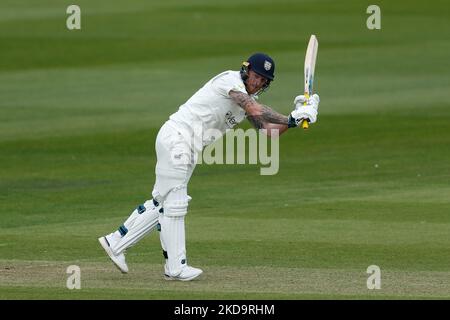 Ben Stokes de Durham chauves-souris pendant le LV= County Championship Match entre le Durham County Cricket Club et le Glamorgan County Cricket Club à Emirates Riverside, Chester le Street, le jeudi 12th mai 2022. (Photo de will Matthews/MI News/NurPhoto) Banque D'Images